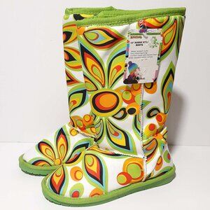 Loudmouth DAWGS Aussie Style BOOTS Shagadelic White Faux Shearling Womens 5 NEW